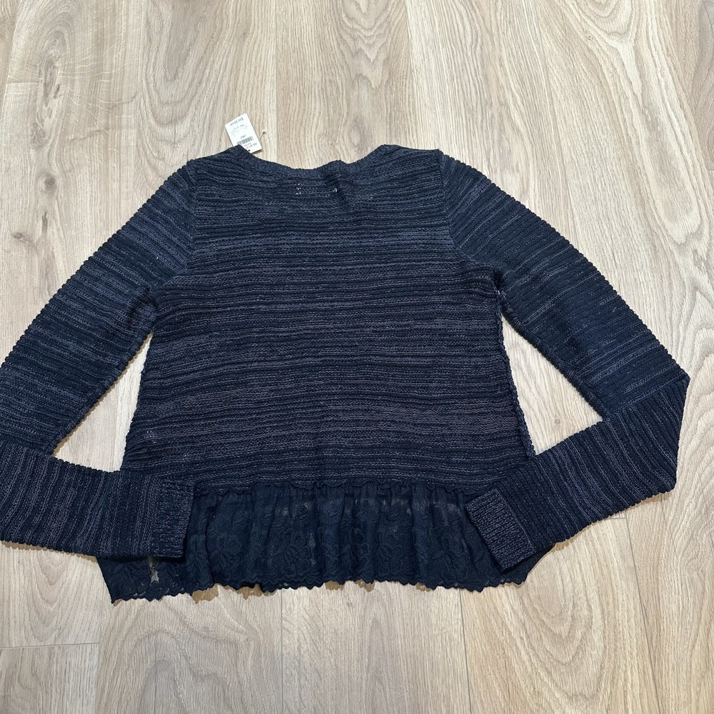 NWT VTG Hollister Women's JR Sweater Long Sleeve Blue Lace Trim Sz L Y2K Preppy - Picture 7 of 8
